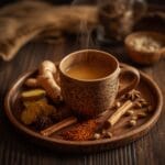 Tulsi Detox Kahwa with ginger, cinnamon, and cardamom.
