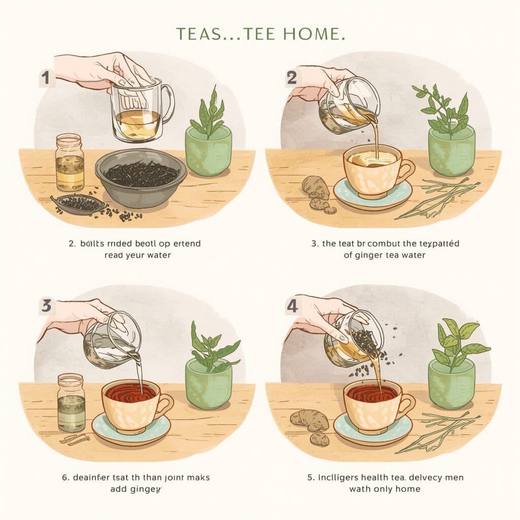 Brewing herbal detox teas at home using herbs like dandelion root, peppermint, and ginger.