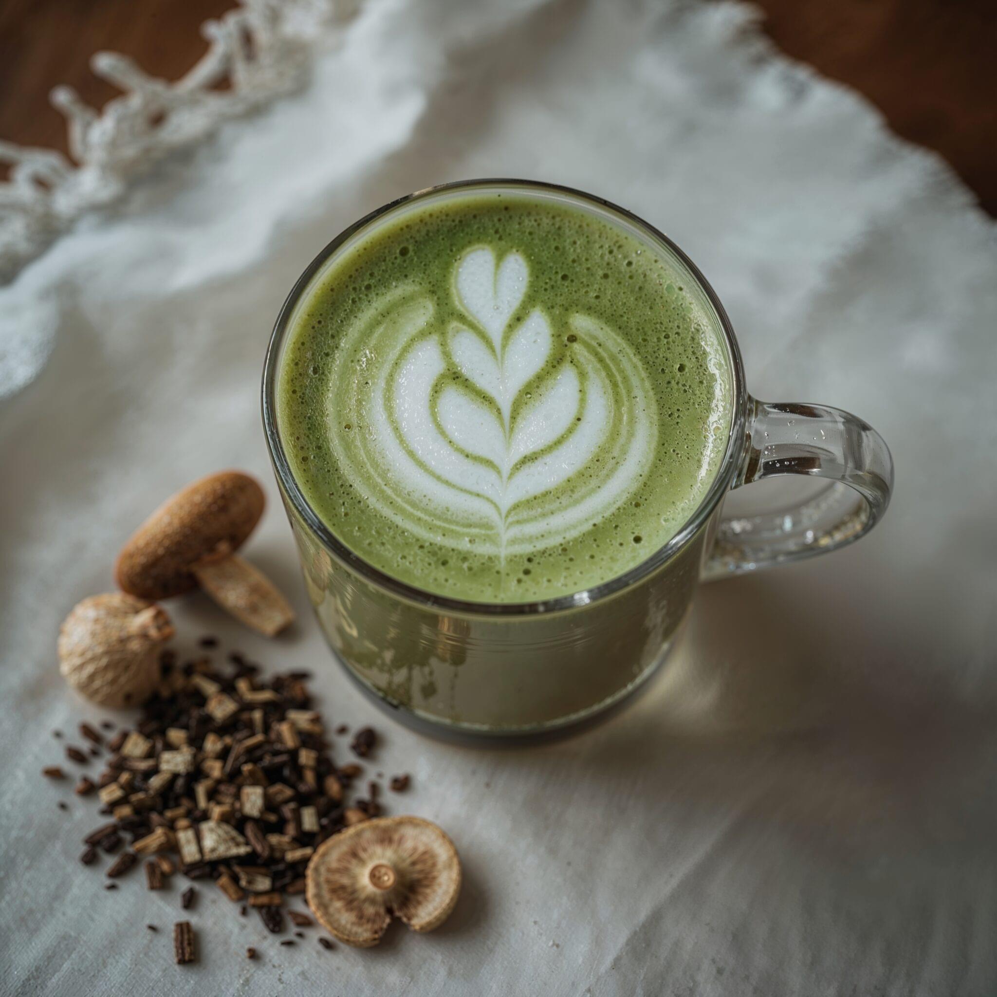 Finished adaptogen nootropic drinks garnished with cinnamon stick and mint